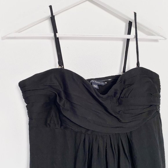 Banana Republic Silk + Linen Sweetheart Black Midi Strap Dress (NWT) - Picture 2 of 6